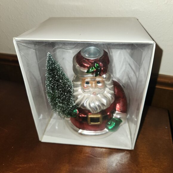 Mercury Glass Santa Taper Candleholder Handpainted By Department 56 - Picture 5 of 7